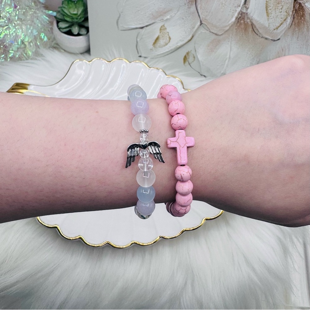 Angel Wing and Cross Beaded Bracelet Set - Picture 5 of 5
